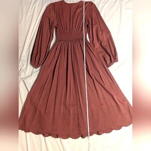 Long sleeve Maxi Dress, Rust Orange